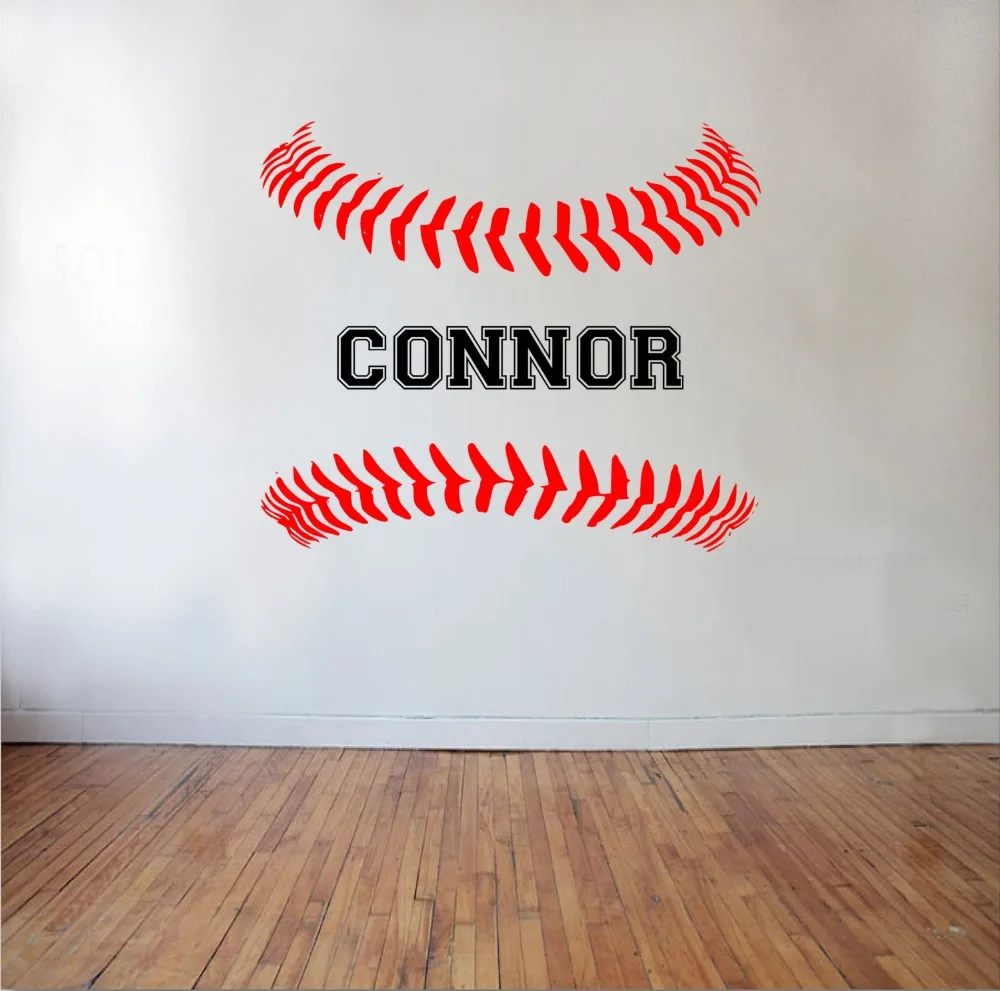 

Personalized Baseball Softball Laces with Custom Name Wall Decal DIY Art Kids Teens Bedroom Decor Sticker Vinyl Mural NY-384