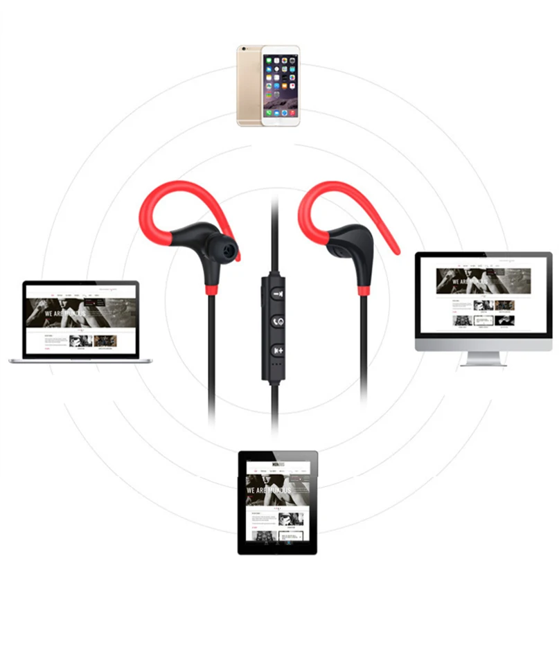 Беспроводные Bluetooth спортивные наушники, мини гарнитура, Bluetooth гарнитура с микрофоном, ушные крючки, наушники для iPhone All SM