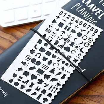

Korean Cutout Metal Rule Drawing Stencils DIY Decorative Graffiti Stencils Ruler for Travel's Notebook dokibook, Diary