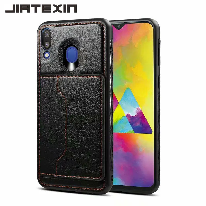 JIATEXIN ТПУ бампер чехол для Samsung Galaxy M20 PU кожаный M10 магнитный держатель с кармашком