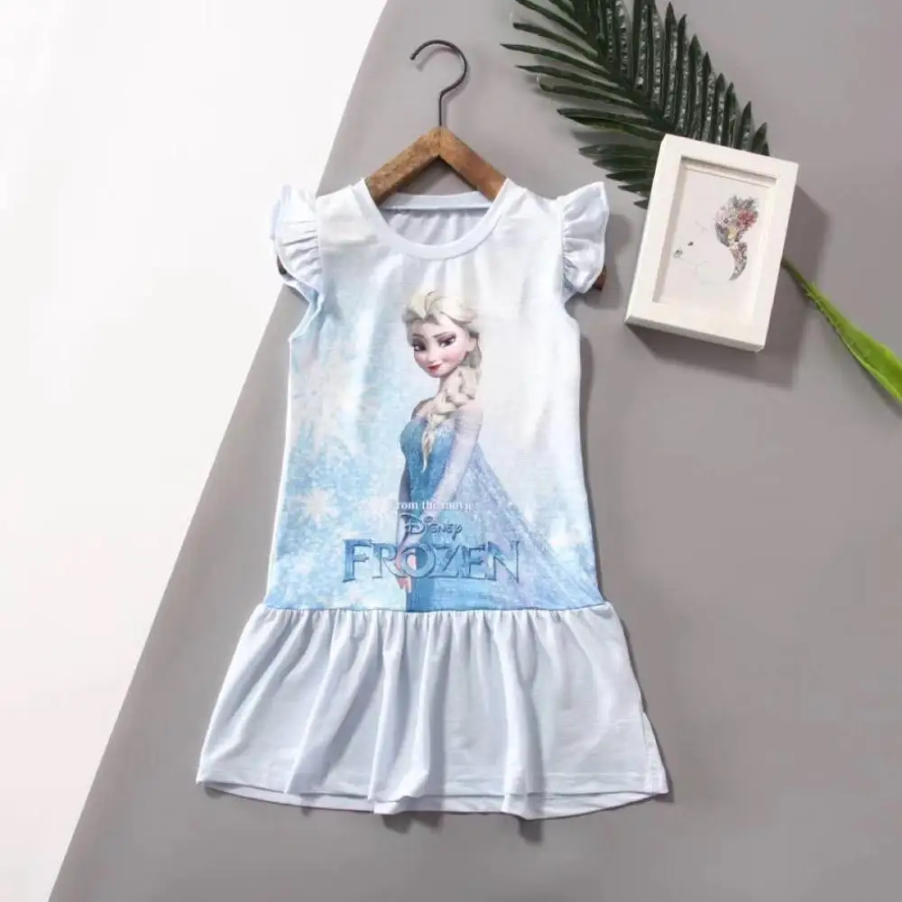 

Disney cartoon girl dress Frozen Elsa cotton 2019 new summer girl dress