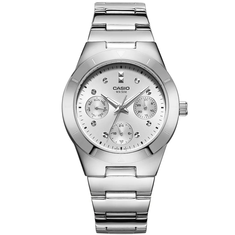 Casio женские часы 50 метров водонепроницаемые Простые Модные кварцевые женские часы LTP-2083 сталь/кожа часы relogio feminino - Цвет: LTP-2083D-7A