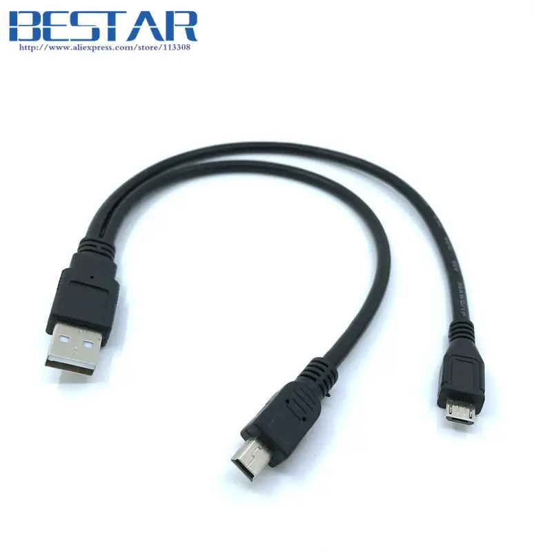 2 в 1 комбо Mini-usb Mini-USB и micro usb 2,0 с эффектом приближения c зарядкой Micro-USB 5 pin разъем кабель Y 30 см 1ft для заряда и синхронизации данных