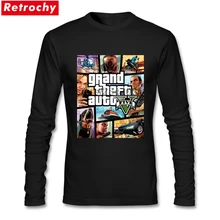 GTA GRAND THEFT AUTO V футболки Homme британский стиль Модные мужские футболки с длинными рукавами 90S ретро одежда