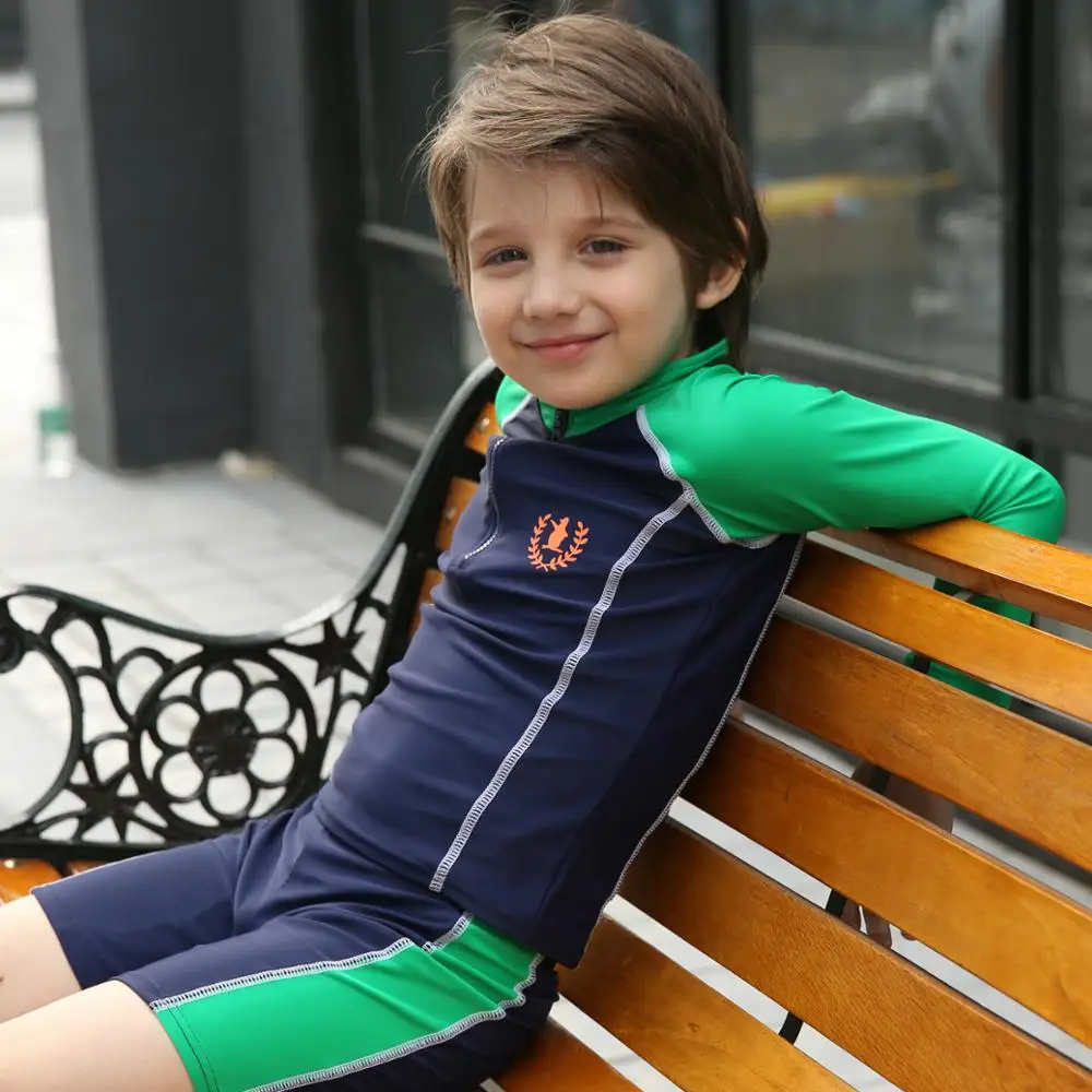 2 16T Boys and Girls Long Sleeve Split Swimsuits Boys Sun Protection