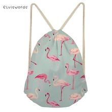 ELVIAWORDS Flamingo Pattern Small Women Drawstring Backpack Travel Female Bag School Girls Satchel Casual Shopping Beach Bags