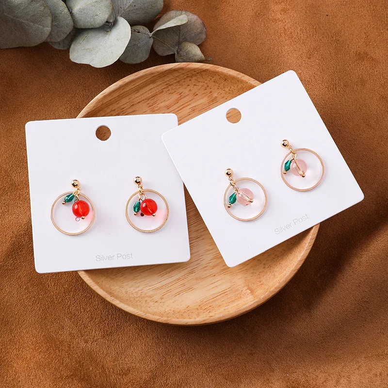 

2019 New Silver Needle Japan Korea Sweet Small Geometric Cherry Earring Personality Fashion Girl Drop Earrings for Women Jewelry
