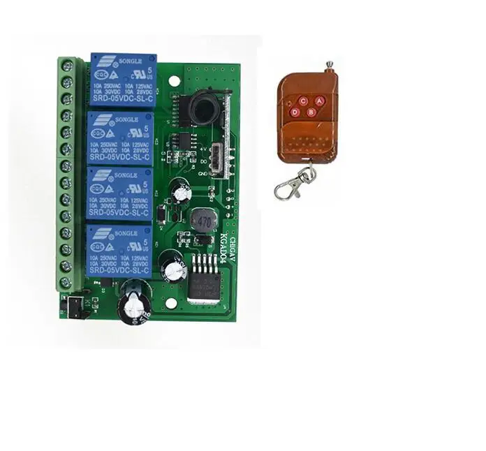 433 МГц беспроводной AC DC12V 24V 36V 4CH 200M пульт дистанционного управления релейный