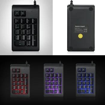 

19 Keys Number Keyboard USB Wired Numpad Mini Numeric Keypad with LED Backlight Waterproof ABS For Laptop Desktop PC
