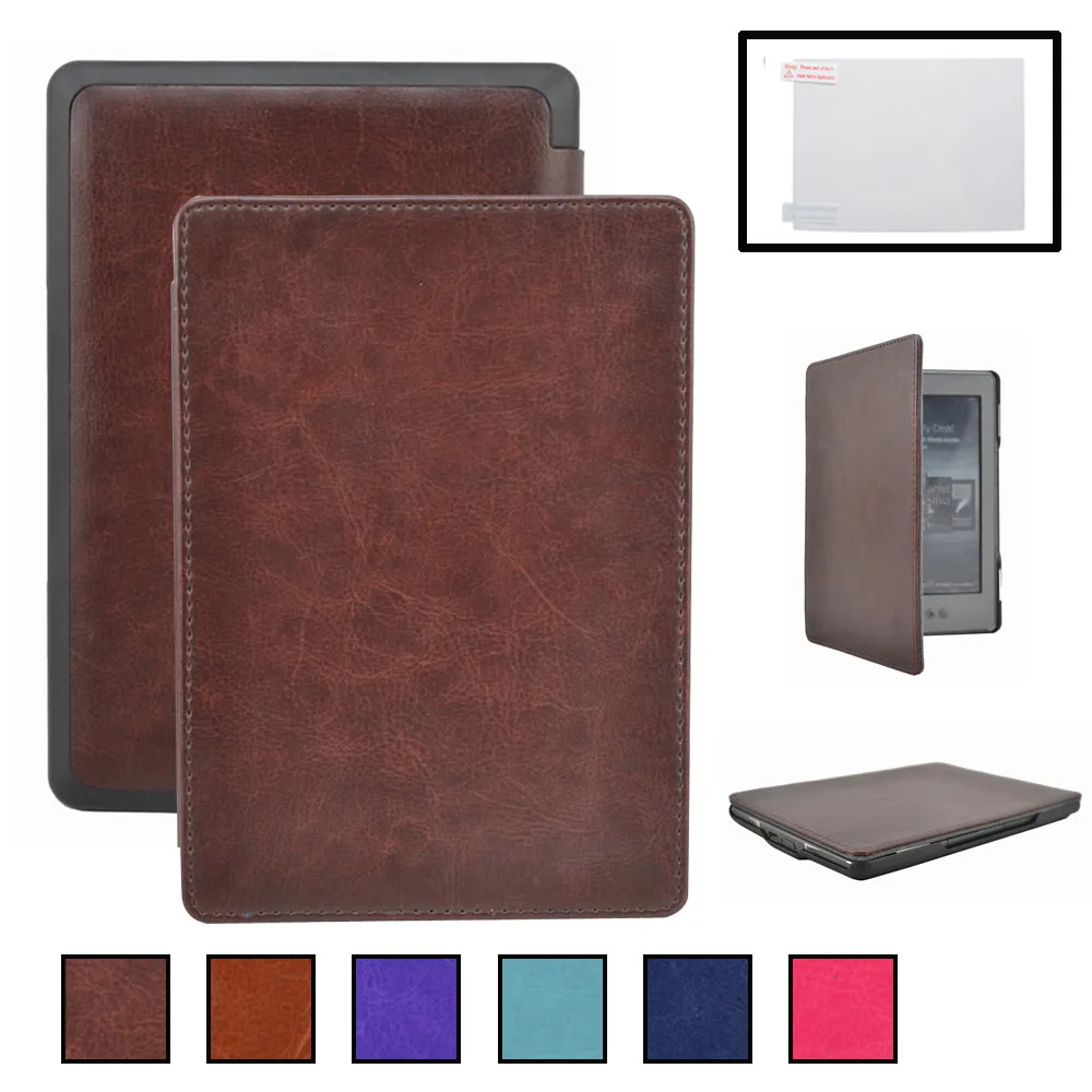 

6inch Slim Leather Case Cover Skin For Amazon Kindle 4th and Kindle 5th Ereader case + film A30
