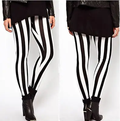 Женские легинсы в черно белую полоску Стрейчевые длинные полоску|leggings trousers|long