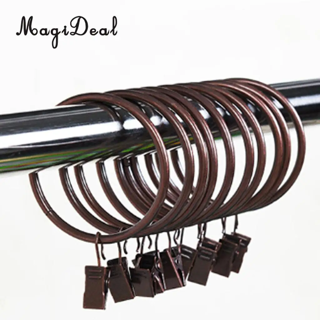 12-Pcs Window Curtain Glider Hook Clips With Roman Rings Eyelet Home Accessories