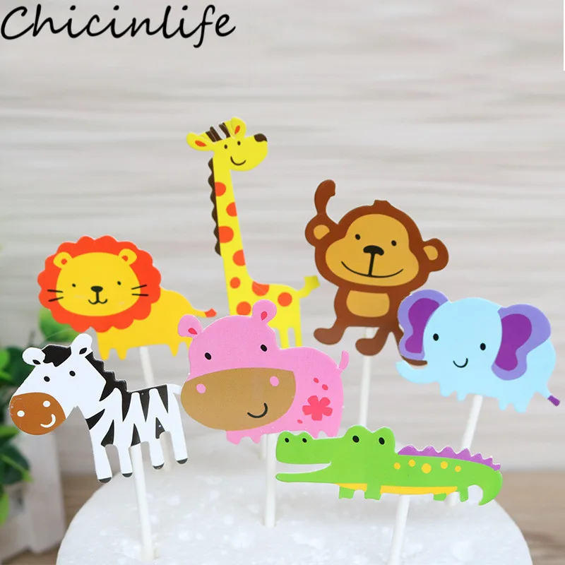 

Chicinlife 7Pcs Safari Wildlife Animal Cupcake Topper Birthday Party Monkey Lion Baby Shower Kids Favors Jungle Party Supplies