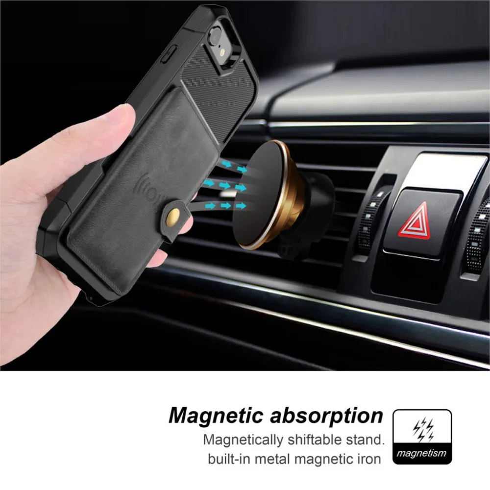 Автомобильный Магнитный чехол-бумажник из искусственной кожи для iPhone X, XS, XR, XS, Max, 11, 6, 6 S, 7, 8 Plus, держатель для карт, кошелек, откидная крышка с пряжкой, Fundas