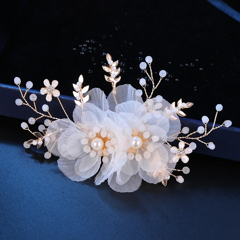 Flower Headwear Hair Clips For Women Headband Hairpin Pearl Bride Hair Ornaments Wedding Head Pieces