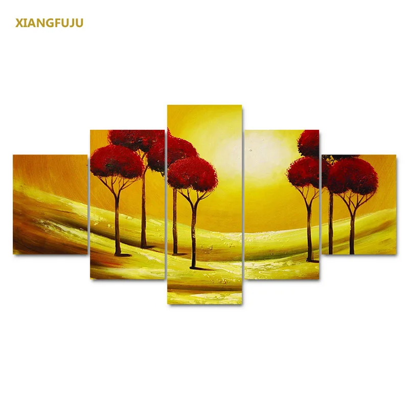 Unframed Wall Art Modular Tree Pictures 5pcs Printed Oil Canvas