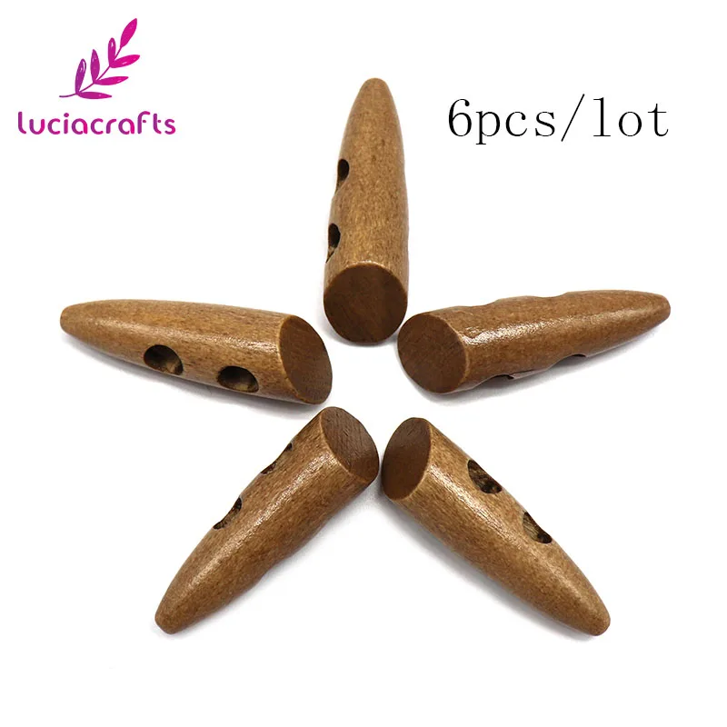 Lucia crafts 6 шт/12 шт 46 мм 2-деревянная кнопка с отверстиями натуральный DIY шитье скрапбукинг одежда аксессуары E0108 - Цвет: Color 2  6pcs