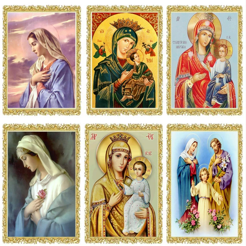 Virgin Mary Home 5d Diamond Mosaic Handmade Diamond Painting Cross