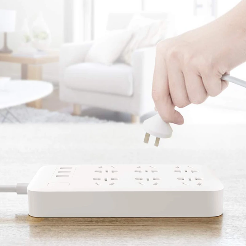XiaoMi Mijia 6 портов с 3 USB портами Быстрая зарядка 5 в 2 1 а умный Удлинитель сетевой