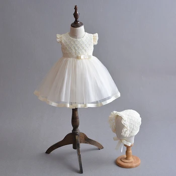 

Baby clothes with hat cute lace baby girls princess dress 1st birthday party dress for girls vestidos ball gown baby clothing