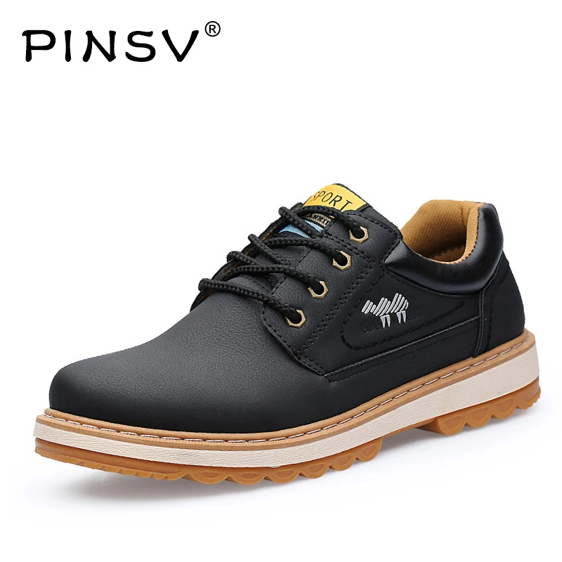 PINSV Genuine Leather Shoes Men Loafers Moccasins Men Causal Shoes Black Men Shoes Luxury Brand Flats Zapatillas Hombre