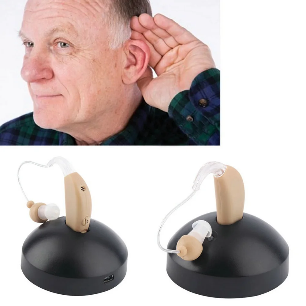 

1Pc Mini Size Hearing Aid Rechargeable Sound Voice Amplifier Behind The Ear EU/US Plug Hearing Aid For Hearing Loss Deaf Elderly