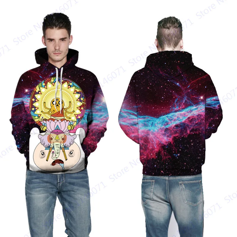 

Adventure Time Funny Finn And Jake Harajuku Galaxies Skateboard Hoodie Men's Loose Hooded Sweatshirt Tracksuit Pullover