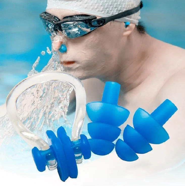 Soft Silicone Swimming Nose Clips& 2 Ear Plugs Earplugs Gear Waterproof Swim Set Surf Diving Piscina Accessories Water Sports