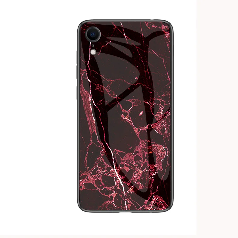 Для iphone X 7 8 Plus XS роскошное Мраморное Закаленное стекло-Броня чехол для iphone XS Max 6 6S Plus силиконовый чехол-накладка Coque Capa - Цвет: Red marble