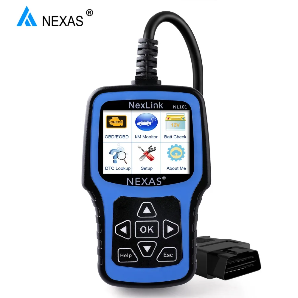 OBD2 сканер инструмент диагностики авто Nexas NL101 с Батарея Тесты для диагностики автомобиля автомобиль сканер универсальный, оптический двигателя Code Reader