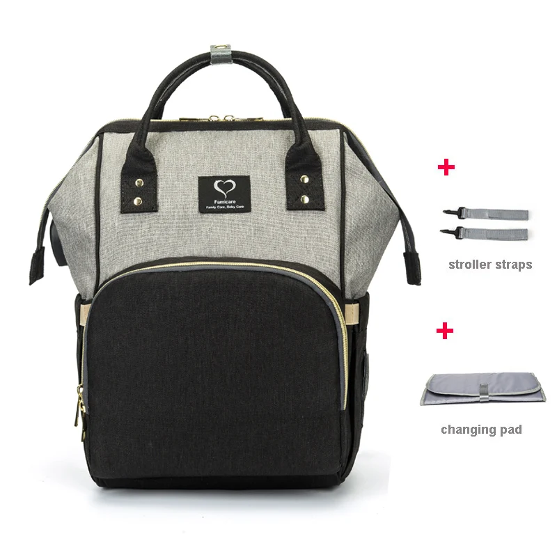 Сумка для подгузников, рюкзак, USB сумка для детских подгузников, водонепроницаемая сумка для беременных, дорожная сумка для кормления, сумка для детской коляски, разные цвета - Цвет: grey black