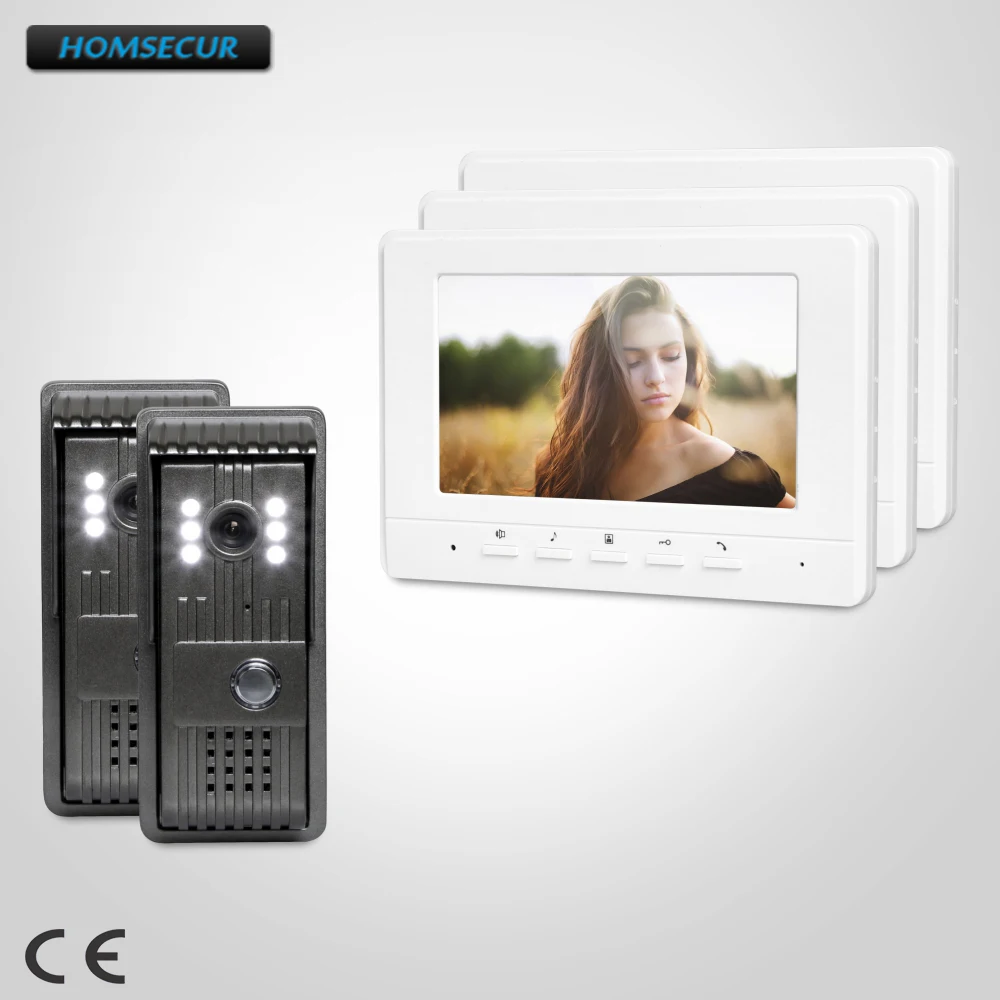 

HOMSECUR 7inch Video Door Entry Security Intercom Electric Lock Supported for House/ Flat XC003+XM707-W