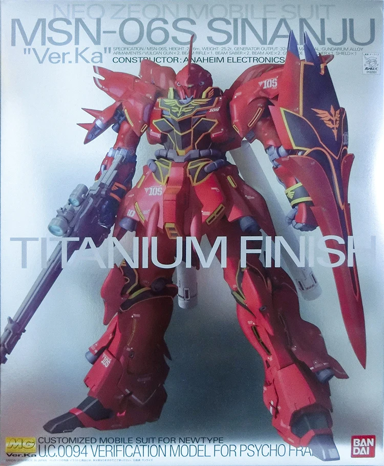 Bandai Gundam MG 1/100 MSN 06S Sinanju Ver.Ka мобильный костюм сборные модели наборы фигурки