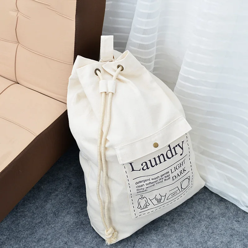 Canvas Clothes Laundry Bag Folding Dirty Clothes Storage Basket