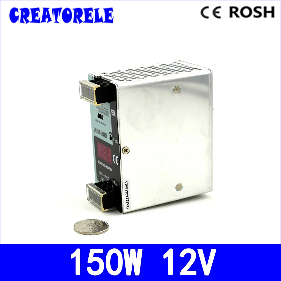 

power supply 150w ac-dc LP-150-12 12v 12.5a din rail switching power supply led driver with Digital display