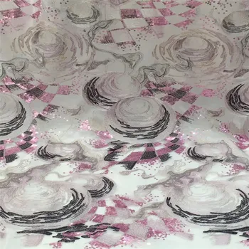 

Latest African Pink Sequin Embroidery French Net Lace Tulle Fabric For Evening Dress X528-1