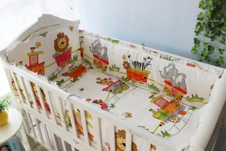 

Promotion! 6PCS Baby Bedding Set Bed Childrens Underwear Set in Crib Set ,include:(bumper+sheet+pillow cover)