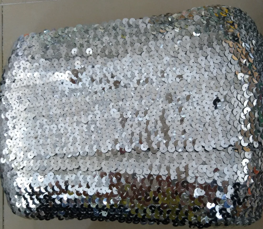 

clearance! 3Y 5.5cm wide 6ply elastic sequins band, metallic silver