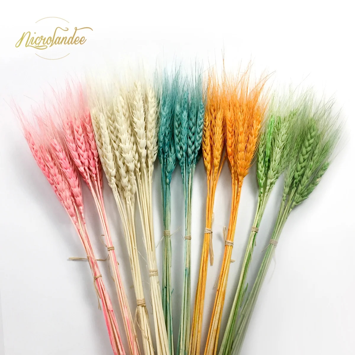 

NICROLANDEE 20 pcs/lot Scrapbooking Wheat Natural Artificial Autumn Wheat Flower Bouquet Home Decor Wedding Party Decoration