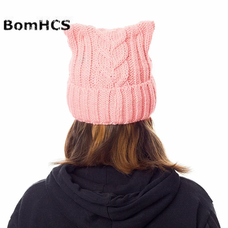 Cute Ears Pussy Cat Hat Women`s March-Cat Beanie Handmade Winter Warm Thick Knitted Hat