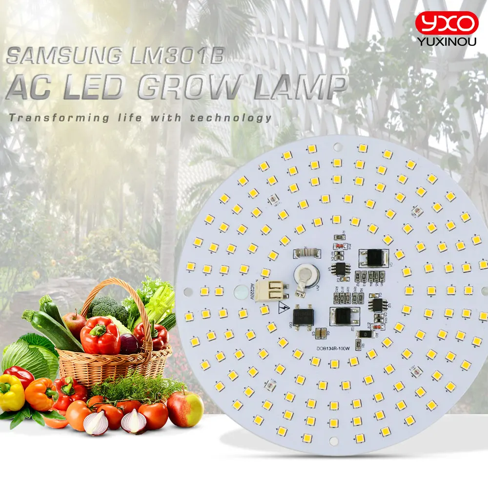 Беспилотный ac 220v Светодиодный светильник для роста квантовой платы LM301B чип полный спектр 100 Вт samsung 3000 K, 660 нм темно-красный для овощей/цветения