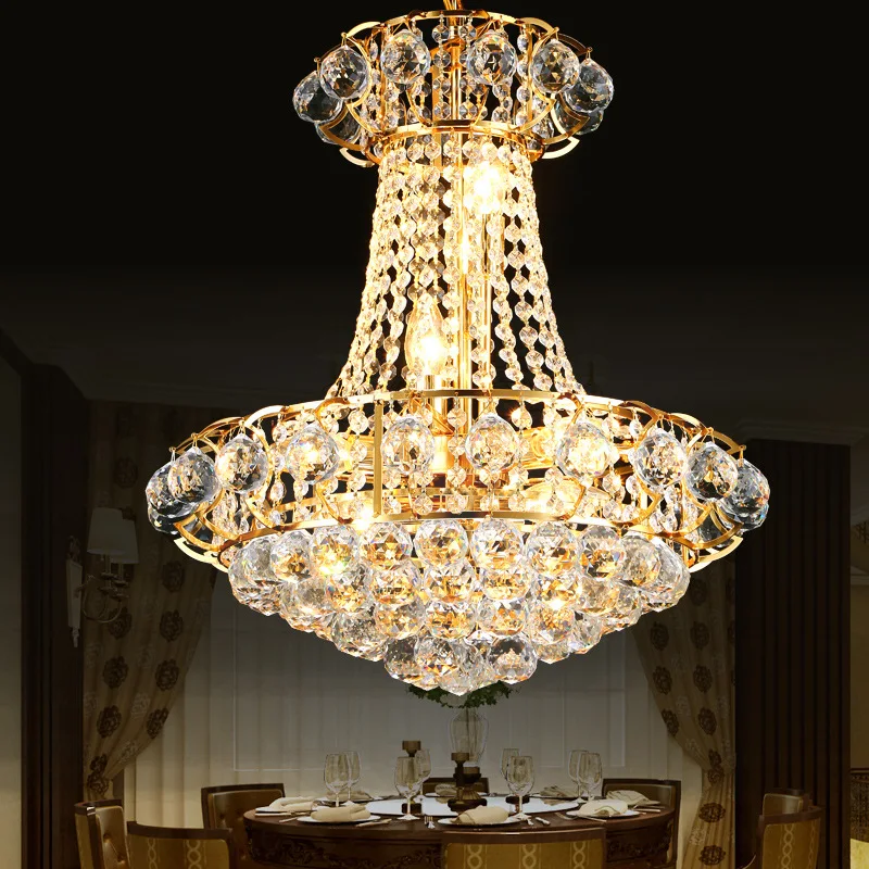 Luxury Gold Crystal Chandelier Lighting Dining Room Ceiling Hanging Lamps Home Lighting Fixture Lustre Led Lustres E Luminarias