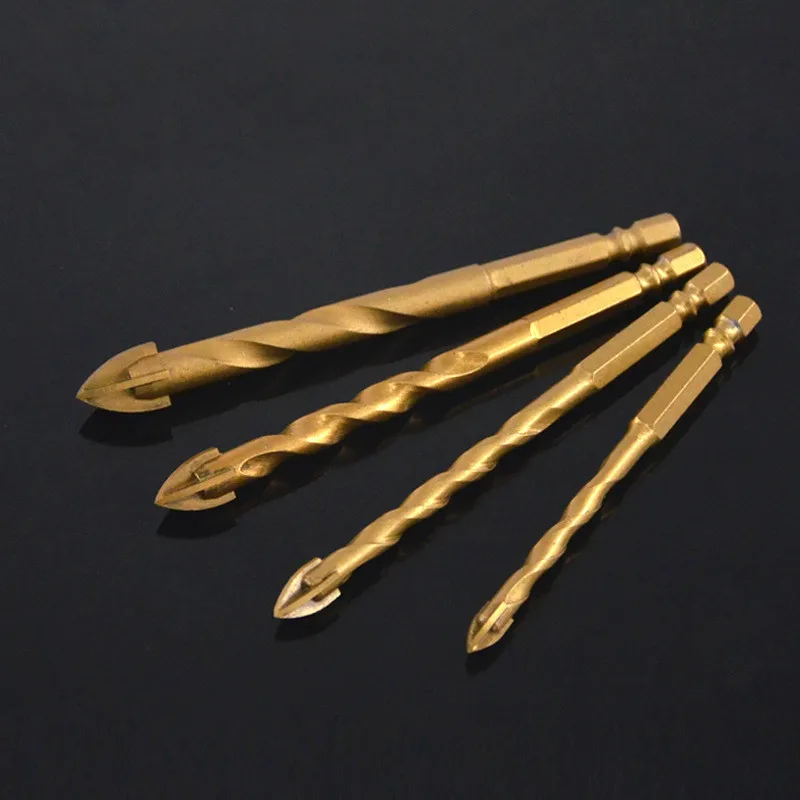 Beste 10 stks Titanium Coated Hex Glas Boren Set 6 8 10 12 MM voor Muur Keramische tegel Marmer Graniet Spear Point Cross Head