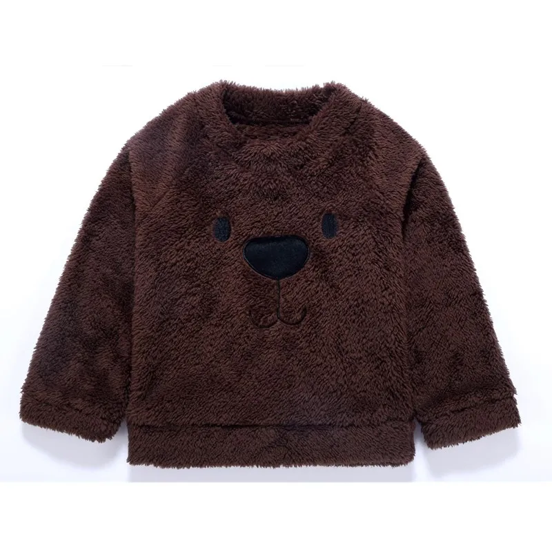 Зимние Детские свитшоты для маленьких девочек и мальчиков; топ с милым рисунком медведя; блузка; свитера; модная плотная теплая детская одежда - Цвет: Коричневый