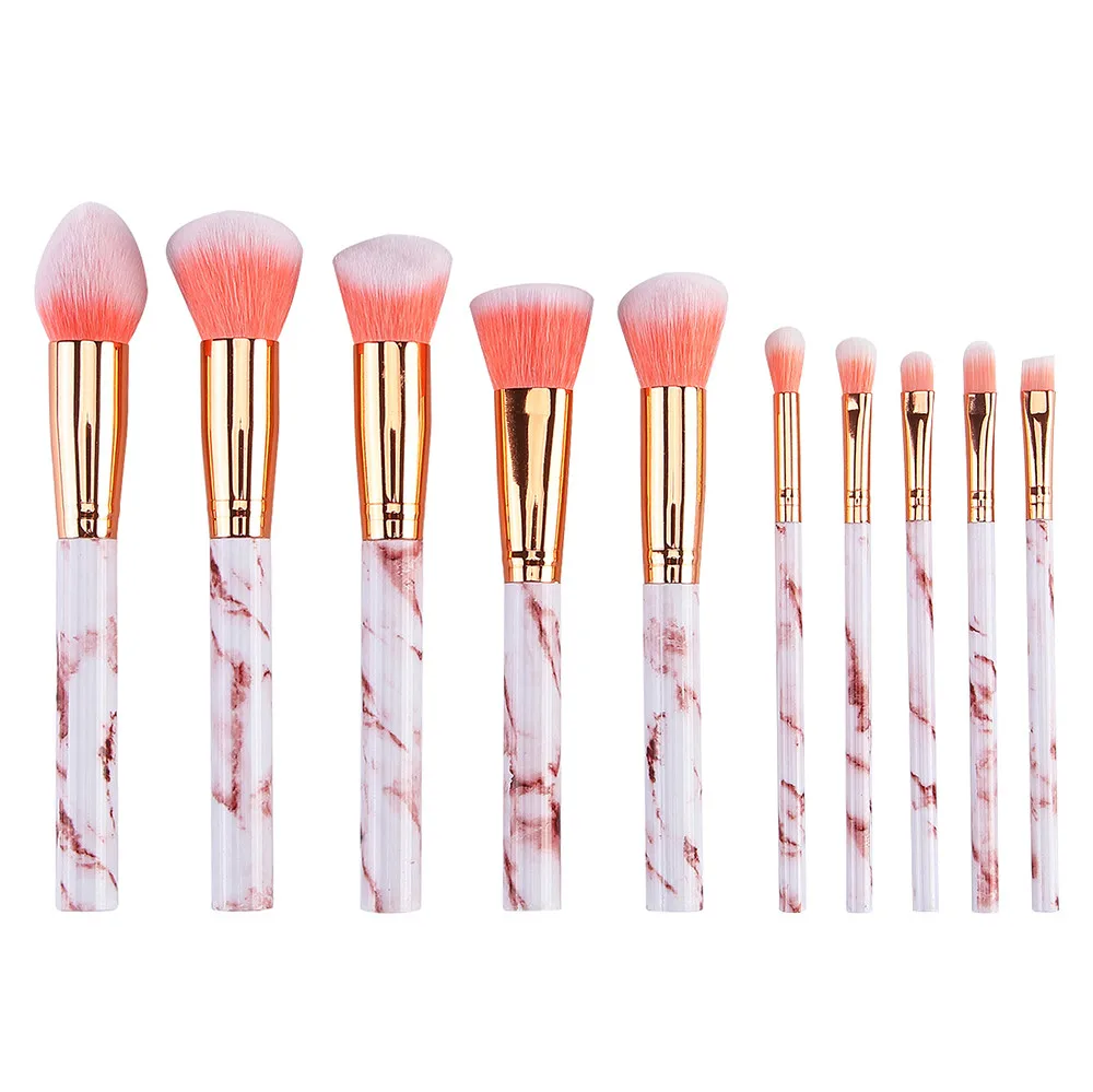 

10pc Makeup Brush Set Marble Powder Blush Eyeshadow Face Foundation Eyebrow Cosmetics Brush Kit кисти для макияжа L58
