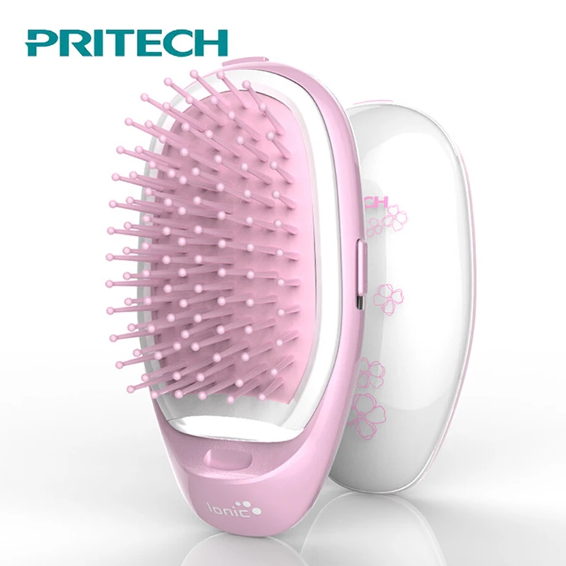 を Pritech ポータブルヘアイオンブラシストレートヘアブラシマイナスイオン櫛テイクアウト帯電防止マッサージストレートヘアくし Electric Hair Brushes Aliexpress