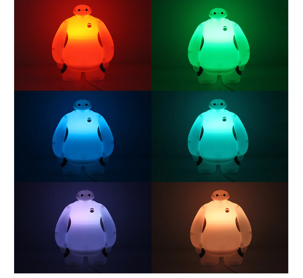 Большой Герой 6 светодиодный ночник BayMax лампы AC220V RGB/теплый белый детский подарок Спальня украшения дома Новинка освещение