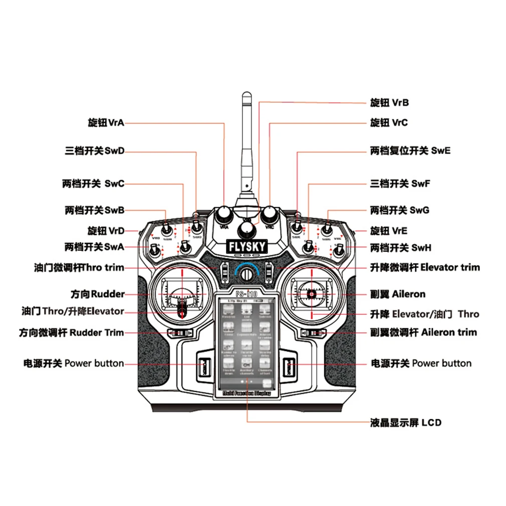 2,4 ГГц 10 каналов сенсорный экран RC радио IA4B приемник для Flysky FS-i10