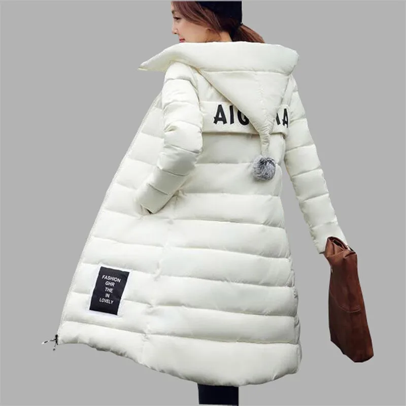 

2017 New Lady Cotton-Padded Long Wadded Jacket Women Hooded Thicken Coat Coat Parka Female fashion Warm Outwear Winter Jacket