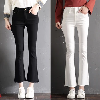 

High Waist Jeans Women Boyfriend Flare Denim Pants Skinny Hip Jean Trousers Spring Summer Cowboy Ankle-Length Pant